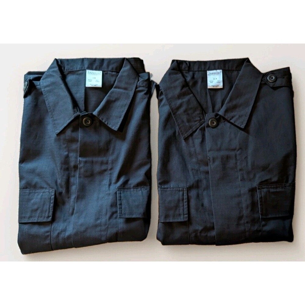 Lot Of 2x Superior Uniform Group Black Button Up Security Guard XL Shirt READ